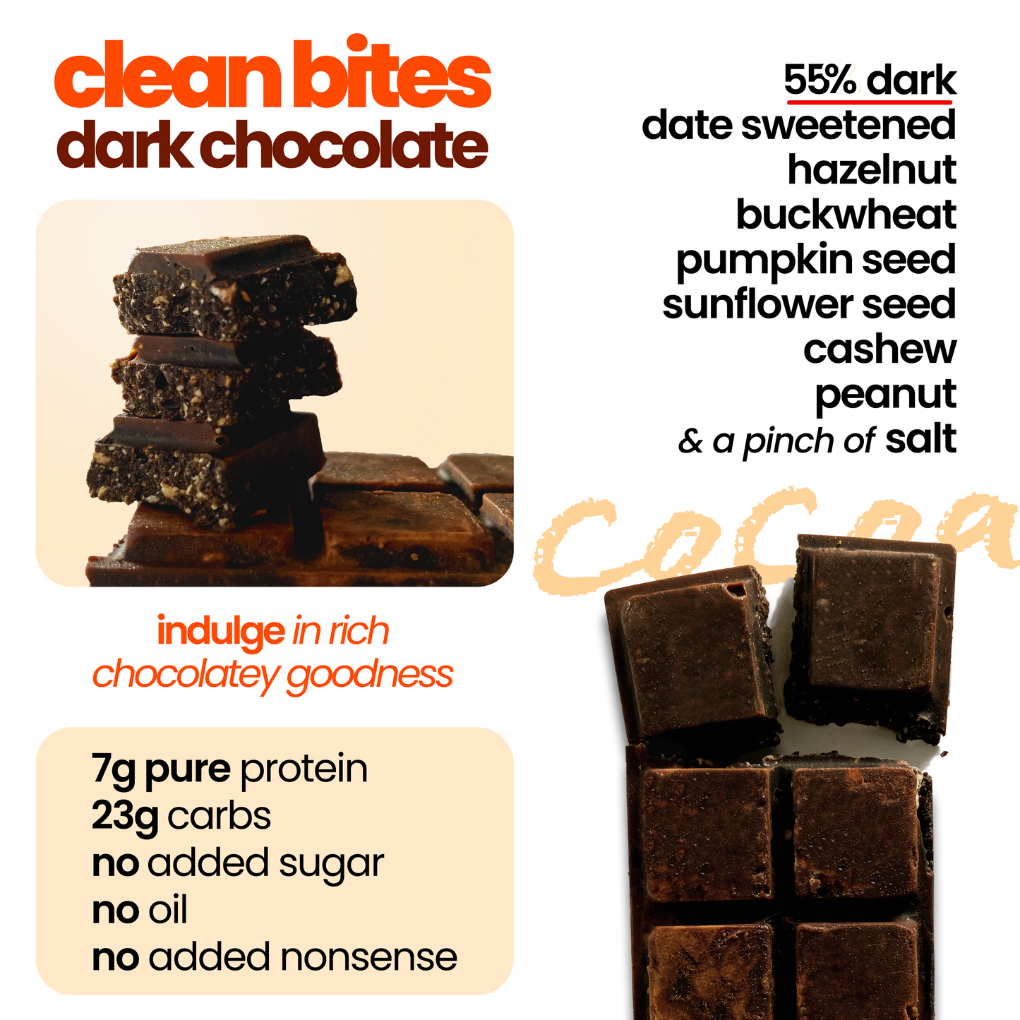 Dark Chocolate - Hazelnut (50g) 7g Protein (pack of 3)